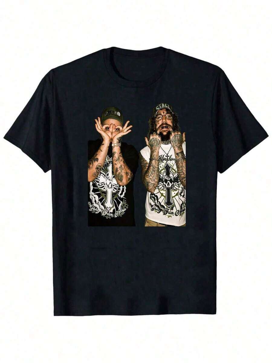 Suicideboy Men's Graphic T-Shirt - Black Casual Streetwear Tee,Tear-Effect Face Design, Round Neck Short Sleeve Summer Top, Machine Washable, Suicideboy Era Tour Graphics Print T-Shirts For Men Shirt Tops Harajuku Hip Hop Rock Style T Shirts Unisex Fashion Regular Size Street T Shirt210g 100% Cotton,The Patterns Are All Printed. Unisex. - màu đen - Xem 1