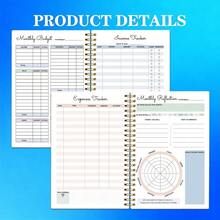Cuaderno planificador de presupuesto | Libro de almacenamiento financiero mensual con seguimiento de gastos, 5.5"X8.3", diseño de portada abstracto, papel resistente, adecuado para uso doméstico, escolar y empresarial - A - Ver 7