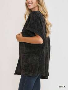 Women's Casual Cardigan Chic Open Front Textured Short Sleeve Black - 黑色 - 查看 3