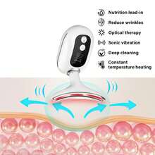 400mAh Electric Neck & Face Lifting Massager, EMS Neck & Face Beauty Device, LED Photon Skin Rejuvenation Tightening Instrument - White - View 8
