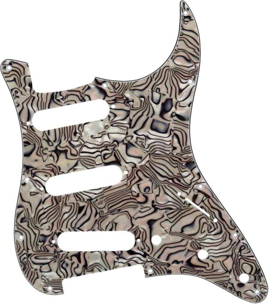 3-Ply 11 Hole SSS Guitar Pickguard - For ST/Strat Style ForUSA/Mexico Fender Stratocaster/Strat (Black And White Shells) - ColorA - 查看 1
