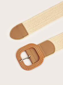 2 chiếc thắt lưng nữ kiểu Bohemian bằng rơm PP với khóa tròn - Nhiều màu - Xem 5