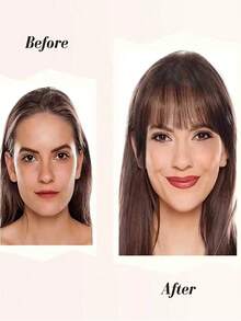 可修剪浅棕色刘海假发片，合成耐热夹式接发片，女士适用 - 彩色 - 查看 6