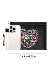 MAESTRA字母图案网眼袋，字母印花网眼拉链化妆包，透明网眼收纳袋洗漱包，女士礼物，适合收纳化妆品、宿舍化妆品、旅行用品，礼品袋，教师节礼物袋，送给老师的礼物，化妆包，化妆品收纳袋，化妆包，洗漱包，旅行洗漱包，度假必备旅行礼物 - 彩色 - 查看 11