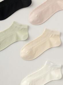 5 Pairs Rhombus Pattern Thin & Breathable Women's Ankle Socks, Soft & Fashionable Casual Socks Suitable For Spring/Summer - Multicolor - View 2