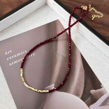 1件 Anqula 红黑仿珍珠碎银项链，时尚优雅奢华简约颈链 - 串珠項鍊 - 查看 5