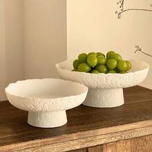 OBOVAY 1pc Creative Hammered Glass Fruit/Snack Plate, Suitable For Living Room Dried Fruit/Candy Tray - White - View 3