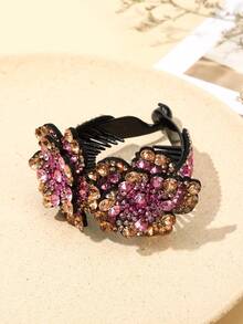 1 pieza Pinza para el cabello con flor de diamante de imitación (color de diamante de imitación aleatorio) - Multicolor - Ver 2