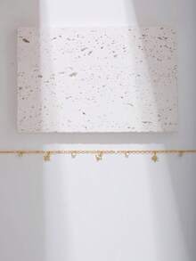 Nooxian 1pc Women's Necklace, Layered Delicate Copper Inlaid Zirconia Starburst Mini Zirconia Pendant Tassel Choker Necklace, Daily & Party Accessory Gift - Yellow Gold - View 6