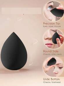 YZIMENG 3个大号水滴形化妆海绵，柔软亲肤。便携式化妆粉扑，适合旅行。价格实惠的化妆配件。可用于房间装饰、梳妆台、卧室化妆，粉扑、化妆海绵，经济实惠的化妆工具，礼品，女士礼品，圣诞礼物。 - 黑色 - 查看 6