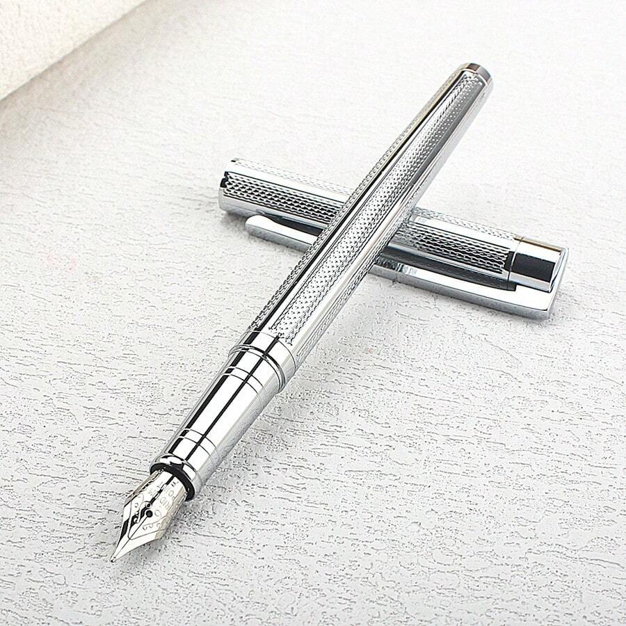 Luxury Silver Metal Fountain Pen, Professional Executive Writing Pen For Office, Business Signature, And Gift Giving - F0.5MM - View 1