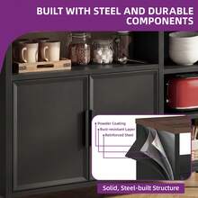 BALCONERA Metal Storage Cabinet & Sideboard With Double Doors, Magnetic Closure, Adjustable Shelves And Steel Frame - 黑色 - 查看 10