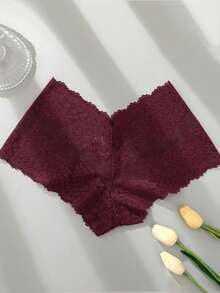 蕾丝边性感女士三角裤 - 紫色 - 查看 5