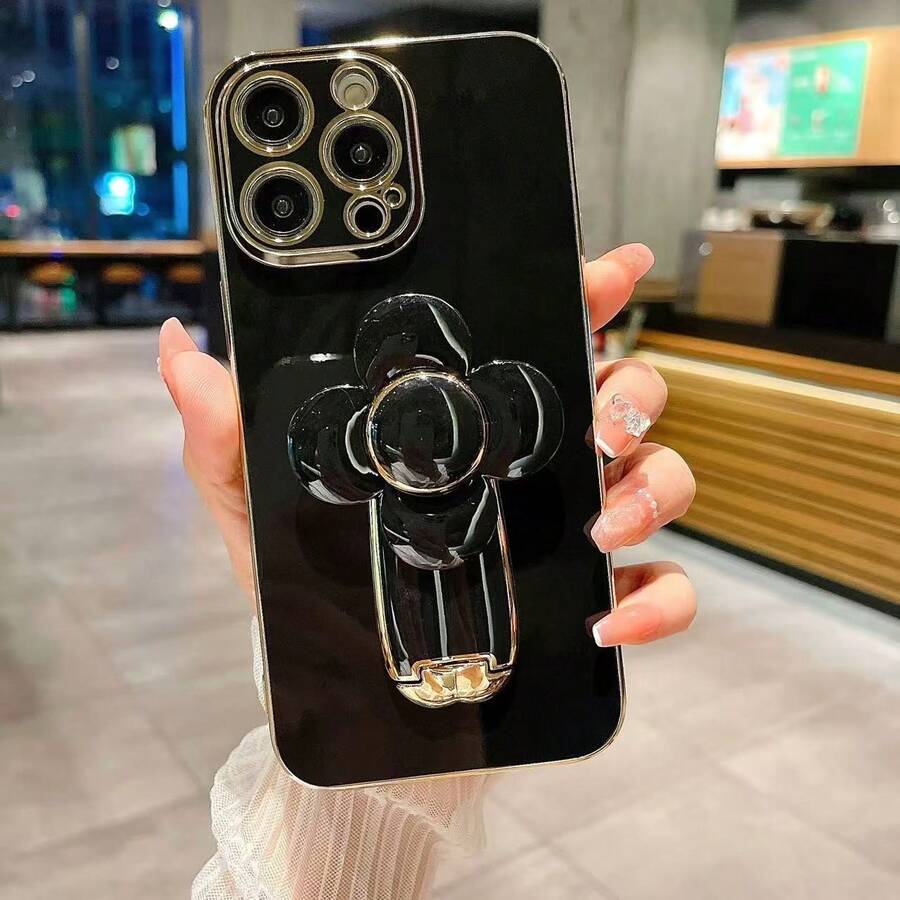 Flower Spinner Phone Case, Electroplated Shockproof Luxury Protective Cover With Dust-Proof Holes, Compatible With IPhone 6/7/8/X/XS/XR/11/12/13/14/15/16, Galaxy, , Honor, HW, ,