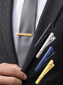 Pinza de corbata de acero inoxidable pulido, barra de corbata simple de lujo para hombres de negocios - Multicolor - Ver 1