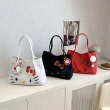 SANRIO 1个豹纹手提包 - 舒适复古风,四季皆宜,轻便可调节肩带,咖啡色涤纶纤维材质,多种颜色可选,迷人动物图案,适合日常使用和户外活动,情人节、婚礼、旅行配件、生日礼物、节日派对,旅行必备收纳包 - 查看 2