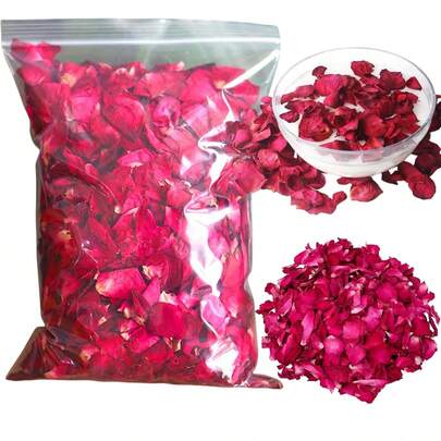 1 Pack 300/240g Dried Flowers, Dried Rose Petals, Burgundy Rose Petals, Dried Plants Decor, Suitable For Festivals, Romantic Weddings, Confetti, Home Fragrance, Bath & Soap Making, Party & Wedding Decorations, Closets, Kitchens, Freshening Air