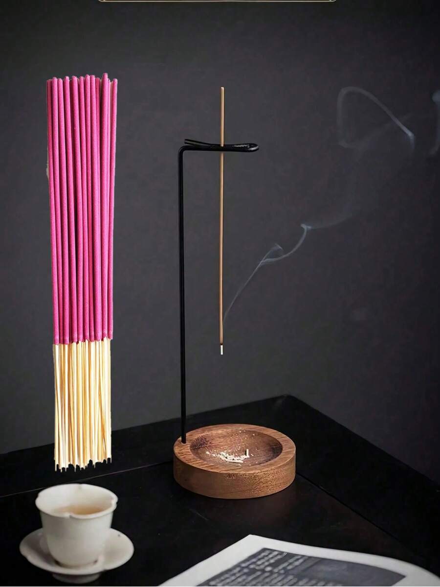 2pcs Set Inverted Walnut & Ebony Incense Burner, Incense Stick Holder, Handmade Wooden Incense Stick Holder, Sandalwood & Agarwood, Creative Incense Stick Holder