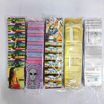 100PCS Mixed Pattern 1g Polyester Film Seal Mylar Bags,Resealable Plastic Packaging Bag,Odorproof High Quality Storage Bag,Smell-Proof Zip Lock Pouch,Cartoon Style Gift Wrapping Bags,Gift Wrap Storage Pouches