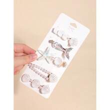5pcs/Pack Mermaid Shell Hair Clips, Cute Kawaii Lovely Girls Side Crab Clips, Korean Fashion Bangs Hair Accessories - 彩色 - 查看 6