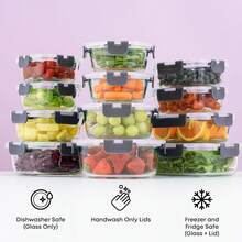 TAIMASI 48 Color/Size Combinations Glass Storage Container Set - Borosilicate Glass Storage Containers (12 Lids + 12 Containers Set), Black Storage Kit, BPA-Fre-E, Microwave-Sa-Fe Containers, Lunch Boxes & Airtight Jars, Christmas Gift - 黑色 - 查看 5