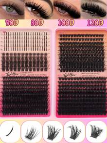 T50+80D+100D+120D Eyelash Book, 680 Cluster Super Large Capacity Set, European And American Style, Adjustable Thickness And Curl. DD Curling Degree 3D Curling Long-Lasting Shaping, 8-16mm Multi-Length Combination, Layered And Full To Make Eyes Look Bigger. Designed For Beginners, Easy To Operate, DIY Segmented Quick Shaping, Greatly Saving Makeup Time - DD - View 10