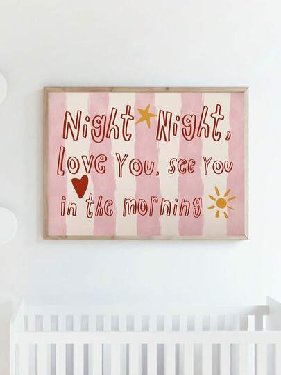 1pc, Canvas Wall Art With Frame For Nursery, "You'll Never Know How Much I Love You, Dear." Pink & Green Nursery Decor, Warm Wall Art Stripes For Kids' Room - Physical Print - Suitable For: Kids' Room Decor, Nursery Decor, Parenting Room Decor, Kindergarten Decor, Boy's Room Decor/Girl's Room Decor, Playroom Decor Waterproof. Party Decor Gift For Birthday Girl, Girl's Bedroom, Baby Goods, Boy's Gift, Baby Room Decor