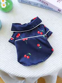 1件装宠物睡衣 樱桃图案 狗狗睡衣 宠物家居服 - 海军蓝 - 藏蓝色 - 查看 1