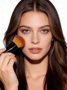 1pc Multi-Functional Angled Makeup Brush, Foundation Brush, Blush Brush, Contour Brush, Powder Brush, Soft & Non-Cakey Beauty Tool - Black - View 7