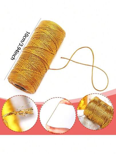 Cordel metálico para repostería - (Oro, Plata, Oro Rosa) para manualidades, etiquetas DIY y adornos
