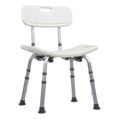 Silla Ducha Desarmable Aluminio Medical Store Z-OR158C6 Blanca Altura Ajustable 5 Niveles, Sin Herramientas, Antiderrapante, Respaldo Extraíble, Soporte Hasta 135kg, Comodidad y en Baño