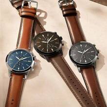 Fossil 男士石英皮革三针腕表，不锈钢表壳/防刮玻璃 FS5279/FS5280/FS5338/FS5436 - 淺棕色 - 查看 4