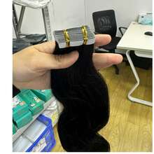 20Pcs Body Wave Invisible Tape In Hair Extension Real Human Hair Skin Weft Adhesive Tape In Extensions For Women 16-26inch - Natural Black - View 10