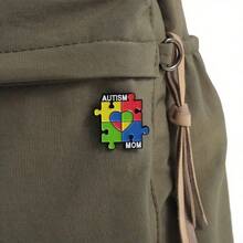 Autistic Mom "Rainbow Puzzle Badge Enamel Brooch Jewelry For Men And Women Autism Awareness Logo - XZ9103 - 查看 2