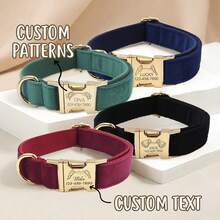 1 chiếc vòng cổ cho chó bằng nhung tùy chỉnh, có thể khắc tên, số điện thoại, thẻ ID, mềm mại và thoải mái, có thể điều chỉnh, phù hợp cho chó nhỏ/vừa/lớn, chất liệu thép không gỉ, thời trang, nhiều màu sắc, cổ điển, dễ thương, tối giản, quà tặng cá nhân hóa cho thú cưng, quà tặng kỷ niệm/sinh nhật, phụ kiện du lịch. - màu đen - Xem 11