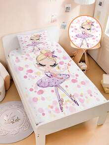 2/3pcs Pink Ballet Theme Kids Bedding Set, Includes Pillowcase, Soft & Comfortable Girls Bedroom Decor, Fits Twin/Full/Queen Size Mattress - Multicolor - View 3