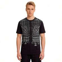 男士休闲短袖T恤，夏季 - 黑色 - 查看 2