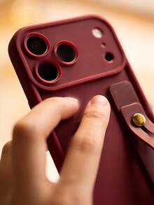 1个时尚阶梯式相框,带腕带支架手机壳,兼容苹果12/13 Pro Max、荣耀X7、三星Galaxy A56 5G、Smart 8、Hot 40i、传音Spark 20/20C/Go 2024、Note 14 5G、摩托罗拉Moto E22/E22i、A54,简约设计,适合日常使用和户外携带,国际版,非国内版。 - 酒紅色 - 查看 3