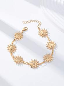 1 件镀金太阳脚链，女士款，旭日阳光脚链，夏季脚链饰品 - 太陽光圈鏈條手鍊 - 查看 4