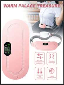 Electric Heating Pad, Portable Cordless Menstrual Heating Pad, With Multiple Adjustable Modes, Heating Abdominal Wrap, Electric Hot Compress Belt Gift, Suitable For Women And Girls To Use, As A Gift For Family Members, White And Pink - Multicolor - View 3