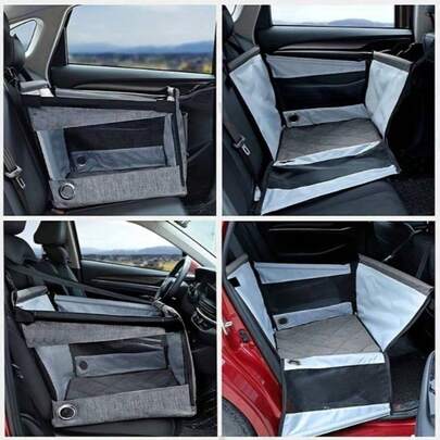 1个大号宠物汽车座椅，可折叠宠物汽车座椅套，带网状窗口，适合小型犬、猫和幼犬，易于拆卸，非常适合旅行和宠物运输。