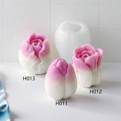 Tulip Handmade Wax Candle Silicone Mold DIY Flower Aroma Stone Diffuser Grinding Tool
