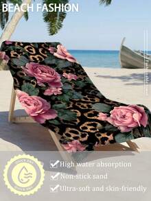 Khăn tắm biển sợi nhỏ siêu mềm, nhanh khô 250g | Có các kích thước 70*140cm/90*180cm | Họa tiết da báo và hoa lá nghệ thuật | Khăn tắm và bơi lội di động thấm hút cao, trang trí phòng tắm, thích hợp cho bãi biển, bơi lội, du lịch, cắm trại, tập thể dục mùa hè - Nhiều màu - Xem 5