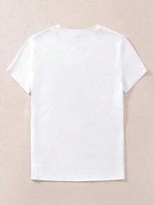 Camiseta de manga corta con estampado de letras para mujer de talla grande , camiseta estampada, top para mujer - Blanco - Ver 2