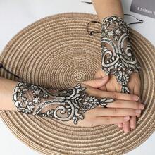 1pc Elegant Black Lace Fingerless Gloves - Soft & Skin-Friendly, Floral Design, Stretchy Polyester Fabric - Ideal For Brides, Weddings, Parties And Galas, Wedding Accessories - A - View 9