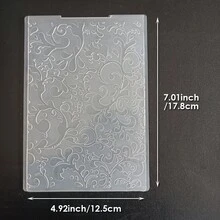 2D Embossed Embossed File Folder, Curled Leaf English Text Diamond & Circle Embossed File Folder, Scrapbooking Card Background Texture Board DIY - Large 2D - View 9
