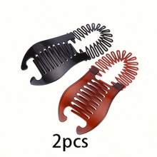 Set de 2 pinzas para el cabello con forma de plátano extra grandes para coleta floja, adecuadas para mujeres - Pinzas de doble garra de estilo vintage antideslizantes, aptas para cabello grueso, largo y rizado, agarre firme, eliminación suave de caspa, color café y negro, regalo, pinzas para el cabello con forma de plátano, pelucas decorativas, estilo vintage, estructura resistente, set de regalo para fiestas - Pinza de plátano - Ver 8