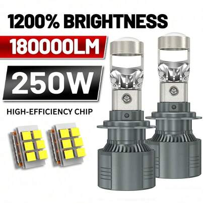 HYNBYZJ 2pcs H7 H4 H11 LED Projector Lens Headlight 9005 9006 HB3 HB4 Car Bulb 6000K Canbus Turbo High Power Mini Auto/Moto Lamp Fog Light