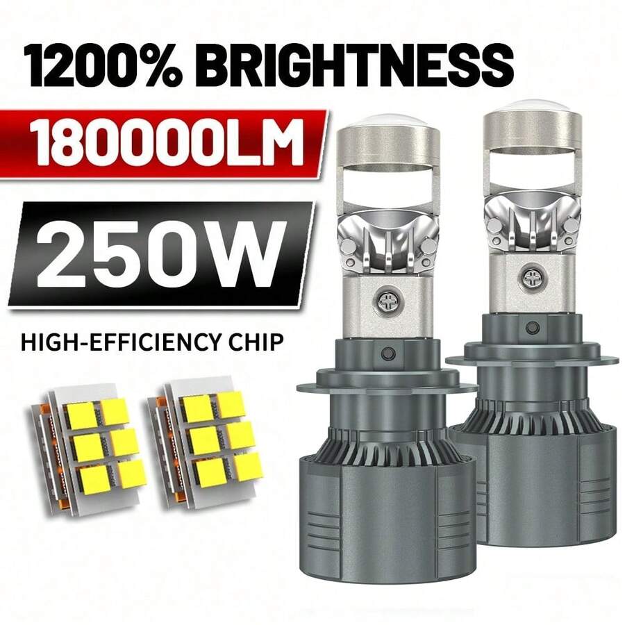 2 piezas Faro LED con lente proyectora H7 H4 H11 9005 9006 HB3 HB4 Bombilla de coche 6000K Canbus Turbo de alta potencia Mini lámpara de niebla