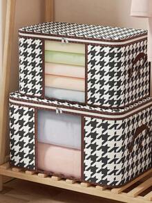 1/2/4pcs Large Capacity Fabric Storage Bags With Handles, Foldable Closet Organizer Bags For Clothes, Bedding, Comforters, Toys, Zippered And Transparent Window Design - Grey - View 2